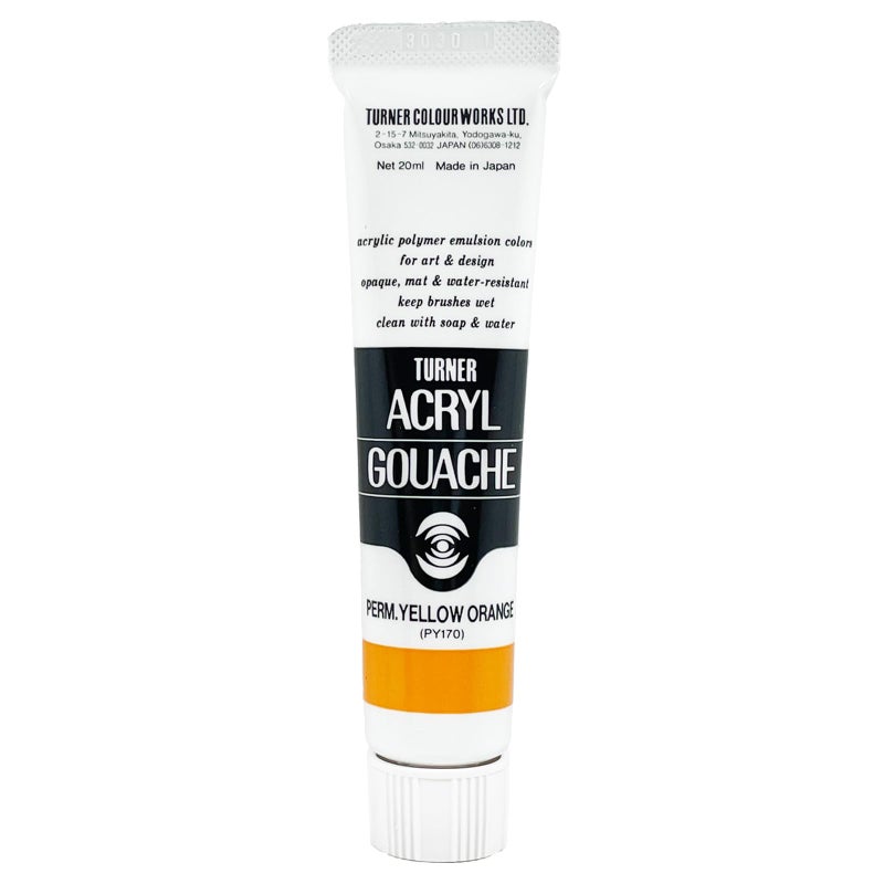 Turner Colour Works Acryl Gouache Artist Acrylic Paint - Single 20 ml Tube - Permanent Yellow Orange - Image 1